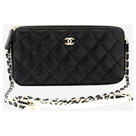 Chanel-Schwarze Perle 2016 Brieftasche an der Kette-Schwarz
