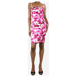 Dolce & Gabbana-Vestido midi sem mangas com estampa floral rosa - tamanho UK 8-Rosa