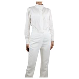 Chanel-Weißes Baumwollhemd mit Stehkragen - Größe UK 10-Weiß