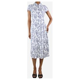 Reformation-Blue short-sleeved printed midi dress - size UK 6-Blue