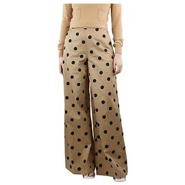 Oscar de la Renta Calça bege de bolinhas largas - tamanho UK 8 Outro