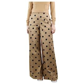 Oscar de la Renta-Beige wide-leg polka dot trousers - size UK 8-Other