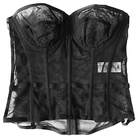 Dolce & Gabbana-Haut bustier corset en maille noire Dolce & Gabbana-Noir