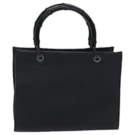 Gucci-GUCCI Bamboo Hand Bag Leather 2way Black 002 1016 Auth ep3862-Black