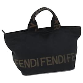 Fendi-FENDI Hand Bag Canvas Black Auth yk11461-Black