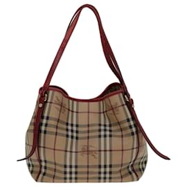 Burberry-BURBERRY Nova Check Tote Bag PVC Beige Red Auth yk11393-Red,Beige