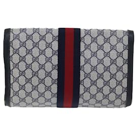 Gucci-GUCCI GG Supreme Sherry Line Clutch Bag PVC Navy Red 89 01 007 Auth yk11471-Red,Navy blue