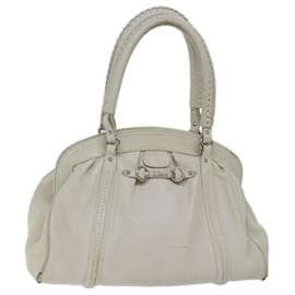 Christian Dior-Christian Dior Hand Bag Leather White Auth yk11480-White