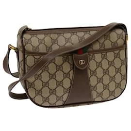 Gucci-GUCCI GG Supreme Web Sherry Line Shoulder Bag Beige 001 58 6177 Auth yk11366-Beige