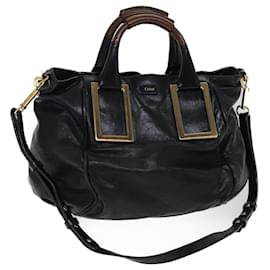 Chloé-Chloe Etel Hand Bag Leather 2way Black Auth mr035-Black