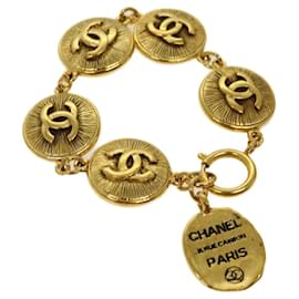 Chanel-Pulseira CHANEL COCO Mark Ouro CC Auth ar11603b-Dourado