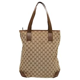 Gucci-GUCCI GG Canvas Tote Bag Beige Brown 019 0401 Auth ep3771-Brown,Beige