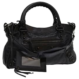 Balenciaga-BALENCIAGA The first Hand Bag Leather 2way Black 103208 Auth yk11352-Black