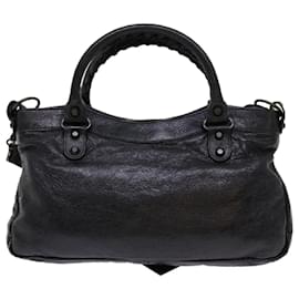 Balenciaga-BALENCIAGA Le premier sac à main en cuir 2façon noir 103208 Auth yk11352-Noir