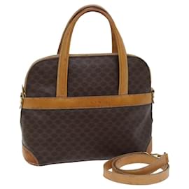 Céline-CELINE Macadam Canvas Hand Bag PVC 2way Brown Auth 69898-Brown