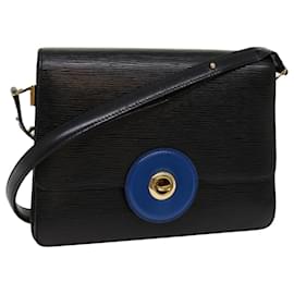 Louis Vuitton-LOUIS VUITTON Epi Bicolor Free Run Shoulder Bag Black Blue M52415 LV Auth 69885-Black,Blue
