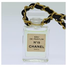 Chanel-CHANEL Perfume No.19 Necklace metal Gold Clear CC Auth ar11667B-Golden,Other