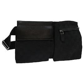 Gucci-GUCCI GG Canvas Waist Bag Black 28566 Auth am5946-Black