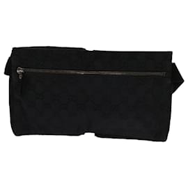 Gucci-GUCCI GG Canvas Waist Bag Black 28566 Auth am5946-Black