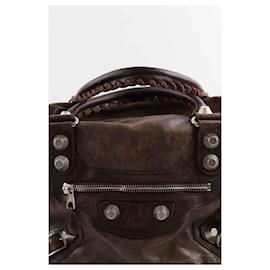 Balenciaga-Leather Handbag-Brown
