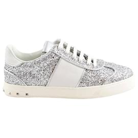Valentino-Leather sneakers-Silvery
