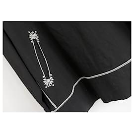 Isabel Marant Etoile-Isabel Marant Black Cotton Embroidered Oversized  Blouse Top-Black