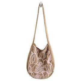 Antik Batik Bolsa de ombro de couro Bege