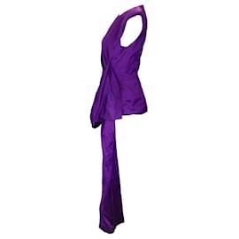 Autre Marque-Dries Van Noten Purple Structured Asymmetric Satin Top-Purple