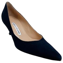 Autre Marque-Manolo Blahnik Zapatos de tacón de gatito de ante azul marino-Azul marino