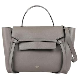 Céline-CELINE Grained calf leather Mini Belt Bag in Gray-Grey