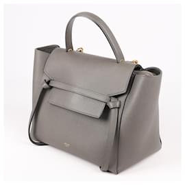 Céline-CELINE Grained calf leather Mini Belt Bag in Gray-Grey