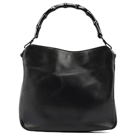 Gucci-GUCCI Bolsos de Hombro Cuero Negro Bambú-Negro