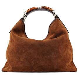 Gucci-GUCCI Shoulder bags suede Brown Horsebit 1955-Brown