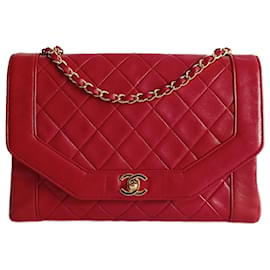 Chanel-Bolsa Chanel Timeless Classic vintage Matelassè em couro vermelho-Vermelho
