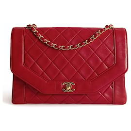 Chanel-Bolsa Chanel Timeless Classic vintage Matelassè em couro vermelho-Vermelho