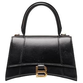 Balenciaga-Balenciaga Hourglass Small Leather Handbag 593546 in Good Condition-Black