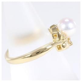 Mikimoto-Mikimoto 18Anillo de metal con anillo de diamantes K Pear en excelentes condiciones-Otro