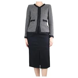 Chanel-Jaqueta de tweed cinza com mistura de alpaca - tamanho Reino Unido 10-Cinza