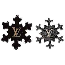 Louis Vuitton-Spilla Louis Vuitton in argento con fiocco di neve-Nero,Argento