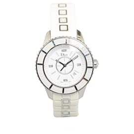 Dior-Relógio Christal em aço inoxidável com quartzo branco Dior-Branco