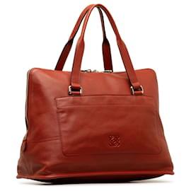 Loewe-Loewe Red Anagram Leather Handbag-Red