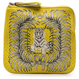 Hermès-Hermès Pochette de poche jaune Swift Tigre Royal Bandana Carré-Jaune