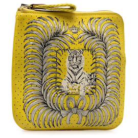 Hermès-Hermès Yellow Swift Tigre Royal Bandana Carre Pocket Pouch-Yellow