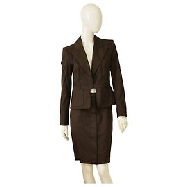 Tailleur jupe Yves Saint Laurent en coton marron Taille 40 Fr Marron