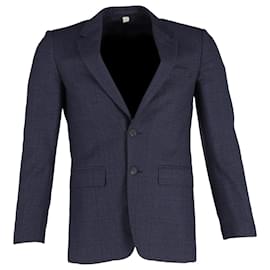 Burberry-Burberry Checked Blazer in Blue Wool-Blue