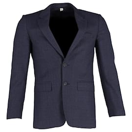 Burberry-Blazer à carreaux Burberry en laine bleue-Bleu