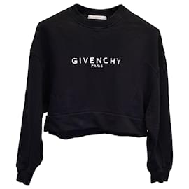 Givenchy-Givenchy Logo Cropped Sweatshirt aus schwarzer Baumwolle-Schwarz
