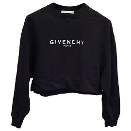 Moletom curto com logotipo da Givenchy em algodão preto Preto