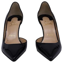Christian Louboutin-Christian Louboutin Iriza Pointed-Toe Pumps in Black Patent Calf Leather-Black