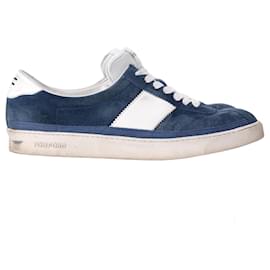 Tom Ford-Tom Ford Bannister Leather-Trimmed Suede Sneakers in Blue Suede -Blue